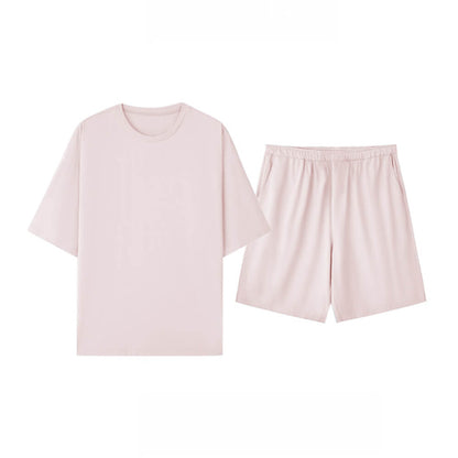 Ensemble de pyjama pour couples, respectueux de l'environnement, couleur Pure, résistant aux poils d'animaux, col ras du cou, manches courtes