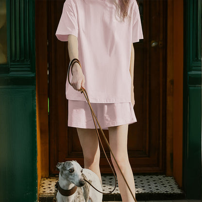 Ensemble de pyjama pour couples, respectueux de l'environnement, couleur Pure, résistant aux poils d'animaux, col ras du cou, manches courtes