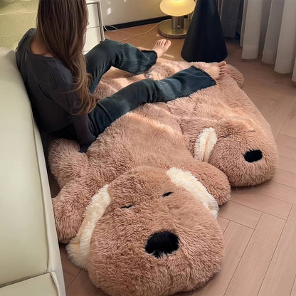 Doll en forme de chien en peluche Tapis de détente décoratif en fausse laine