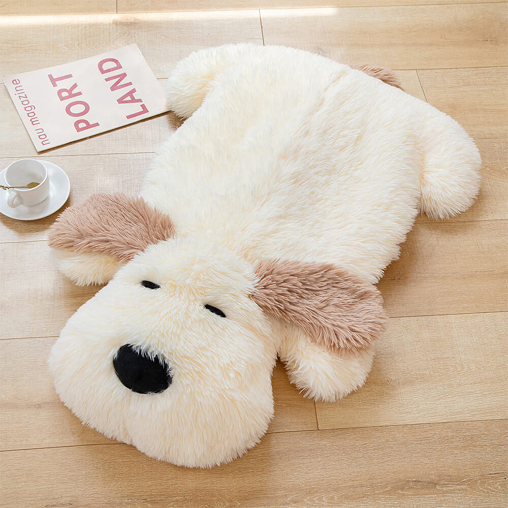 Doll en forme de chien en peluche Tapis de détente décoratif en fausse laine