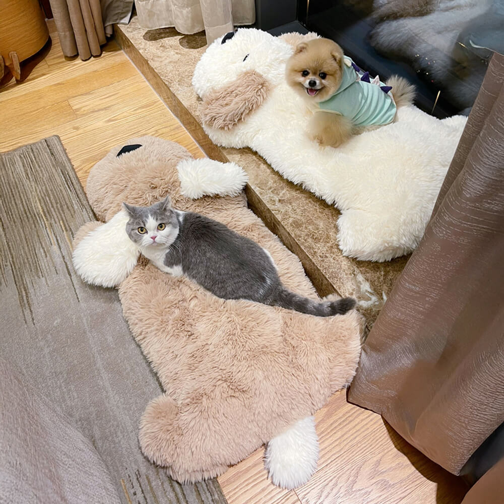 Doll en forme de chien en peluche Tapis de détente décoratif en fausse laine