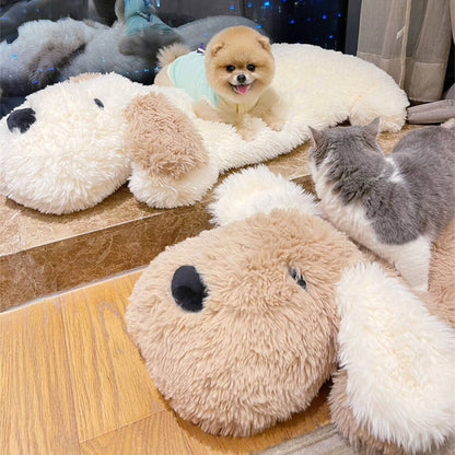 Doll en forme de chien en peluche Tapis de détente décoratif en fausse laine