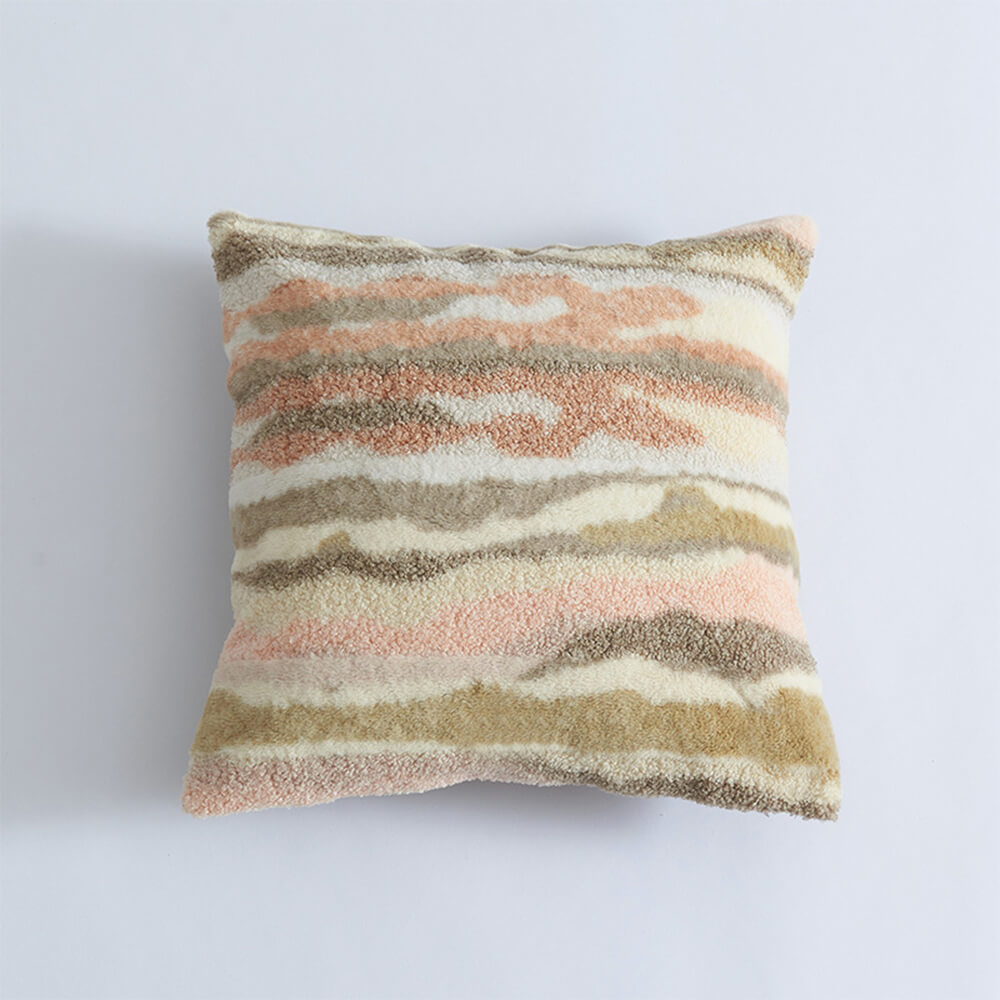 Coussin décoratif moderne en tissu texturé peluche