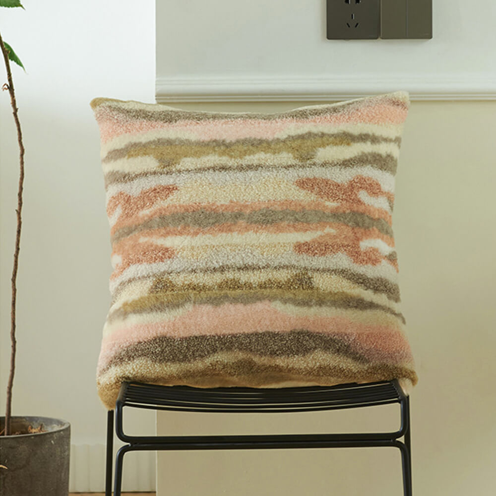 Coussin décoratif moderne en tissu texturé peluche