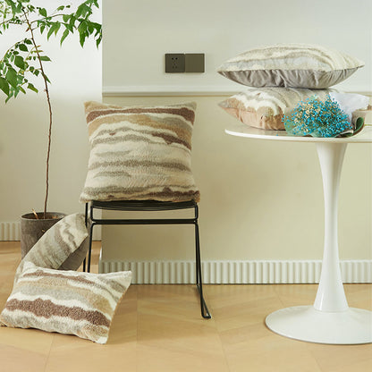 Coussin décoratif moderne en tissu texturé peluche