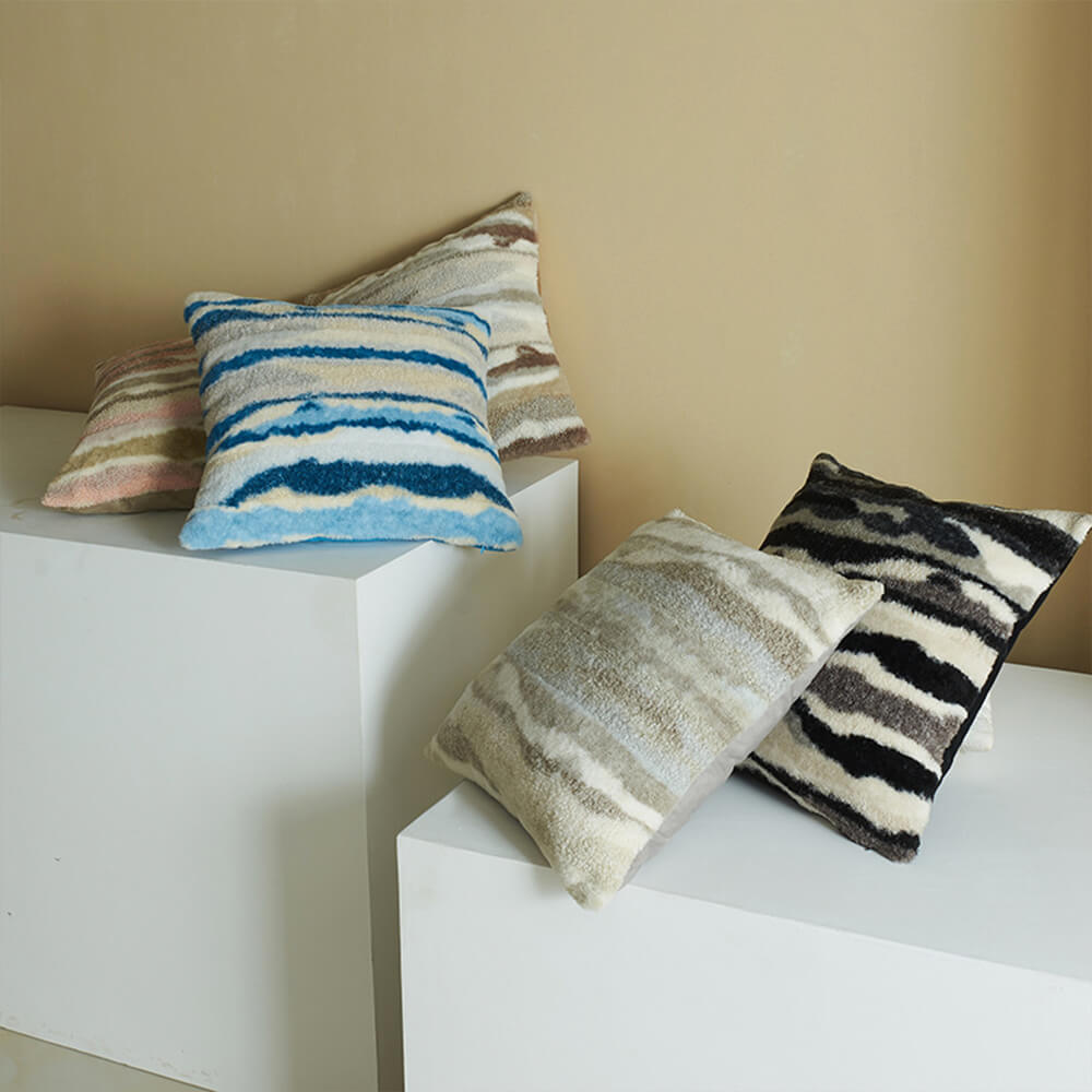 Coussin décoratif moderne en tissu texturé peluche