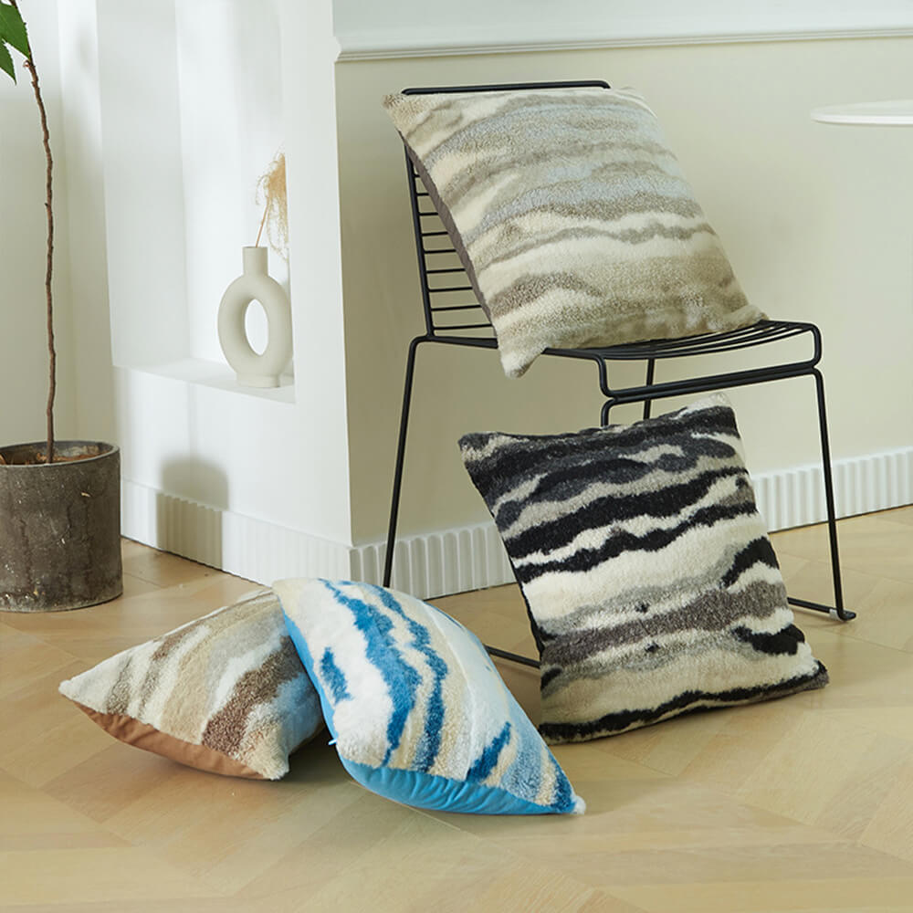 Coussin décoratif moderne en tissu texturé peluche