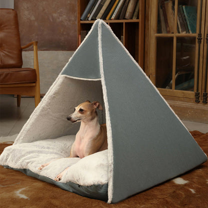 Lit de tente de camping triangulaire pour chiens et chats, grand espace, chaud et respectueux de la peau