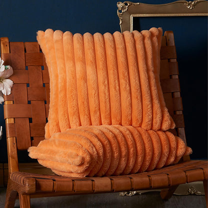 Coussin décoratif en velours rayé doux