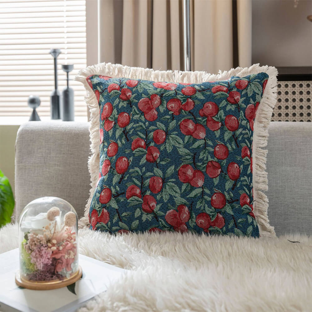 Coussin décoratif en tapisserie florale vintage