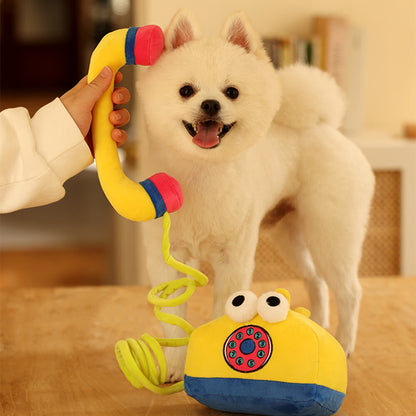 Téléphone fixe, nettoyage des dents qui grince, jouet interactif à mâcher en peluche pour chien