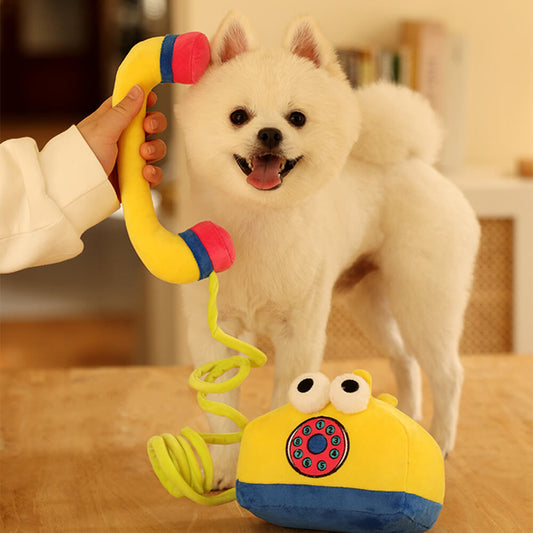 Téléphone fixe, nettoyage des dents qui grince, jouet interactif à mâcher en peluche pour chien