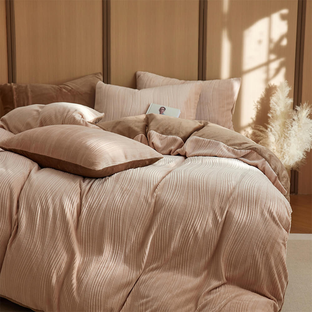 Ensemble de draps en velours de lait chaud minimaliste ondulé