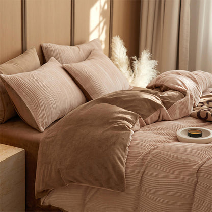 Ensemble de draps en velours de lait chaud minimaliste ondulé
