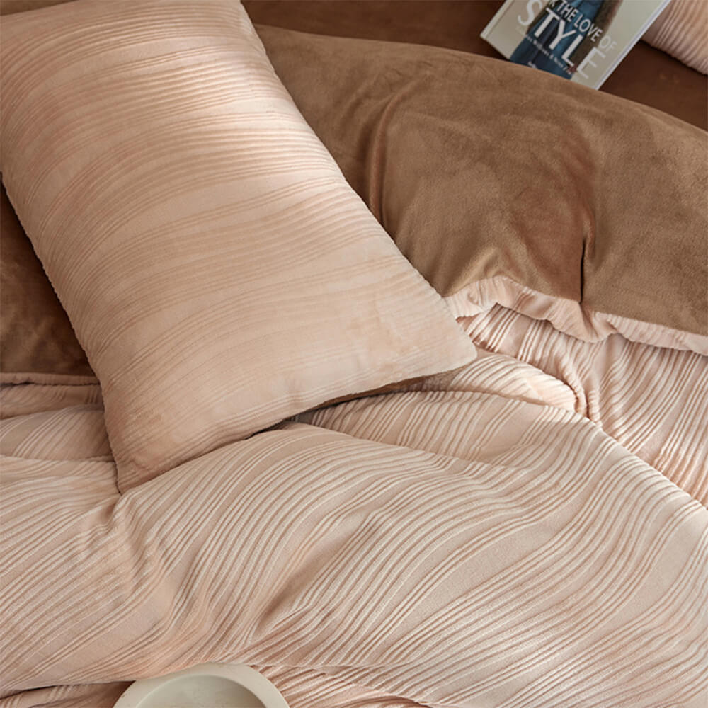 Ensemble de draps en velours de lait chaud minimaliste ondulé