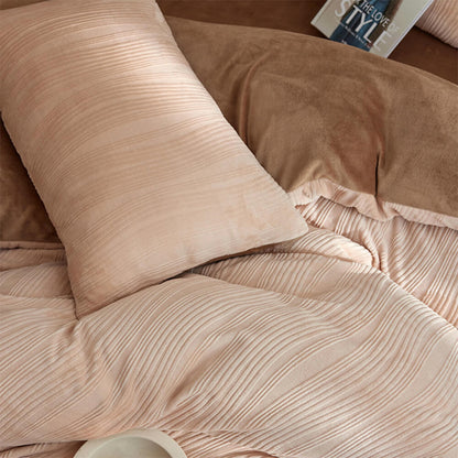 Ensemble de draps en velours de lait chaud minimaliste ondulé