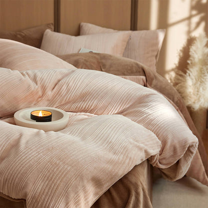 Ensemble de draps en velours de lait chaud minimaliste ondulé