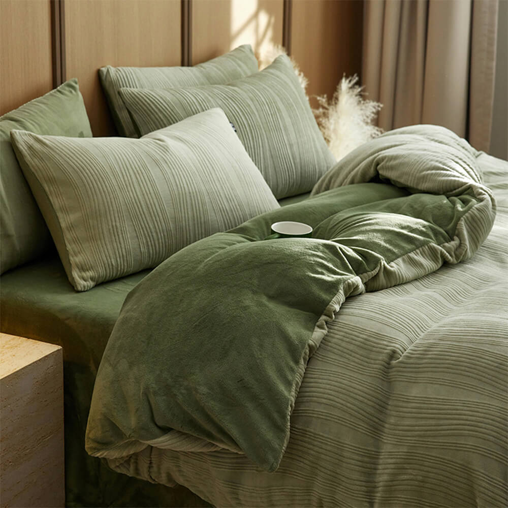 Ensemble de draps en velours de lait chaud minimaliste ondulé