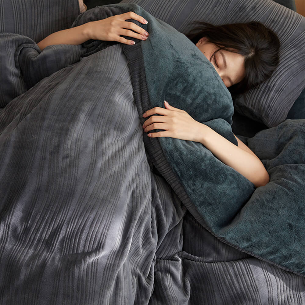 Ensemble de draps en velours de lait chaud minimaliste ondulé