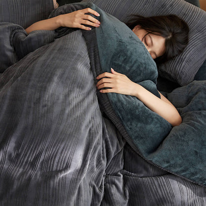 Ensemble de draps en velours de lait chaud minimaliste ondulé