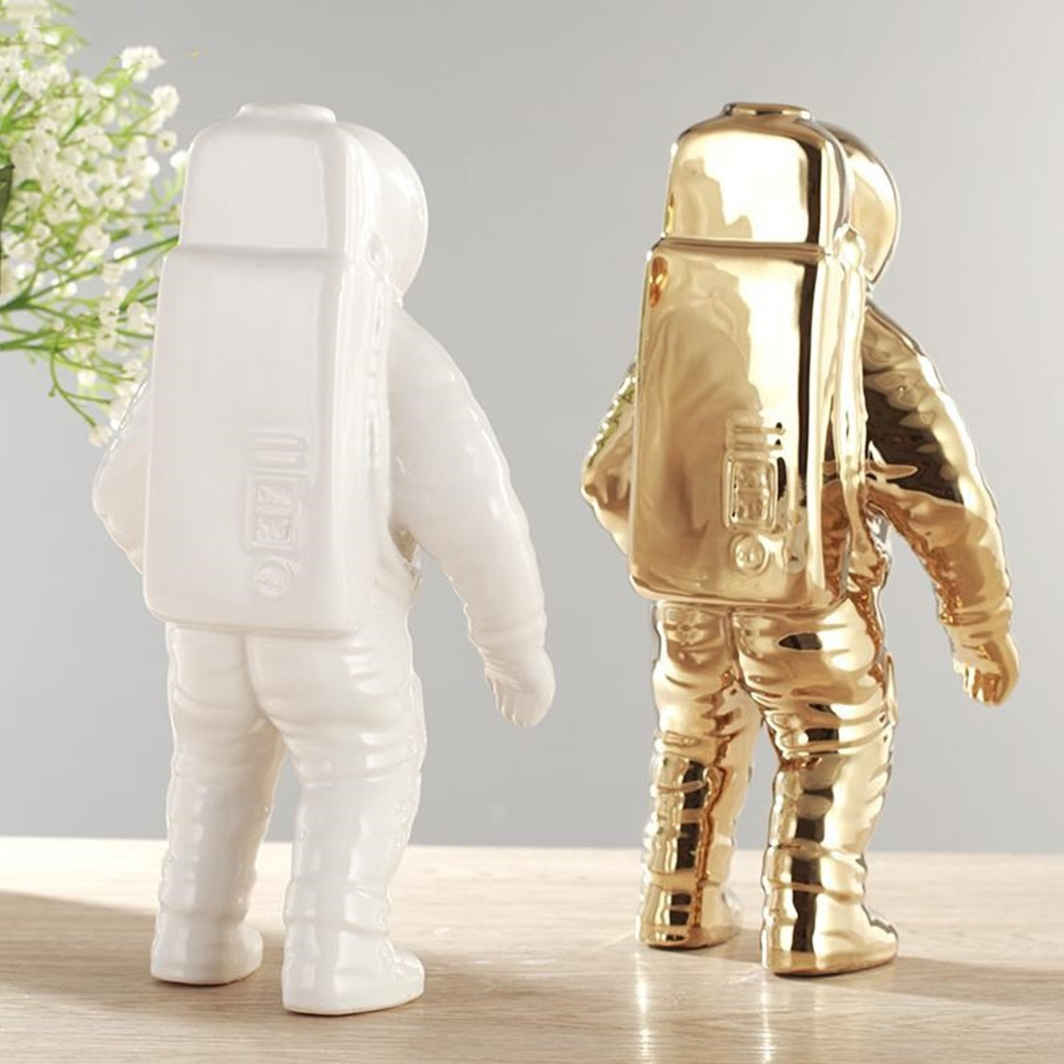 Ceramic vase Floroux Gold Space Man | Astronaut sculpture | Creative decor for home and garden