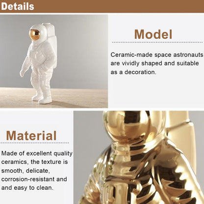 Ceramic vase Floroux Gold Space Man | Astronaut sculpture | Creative decor for home and garden