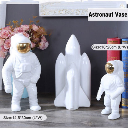 Ceramic vase Floroux Gold Space Man | Astronaut sculpture | Creative decor for home and garden