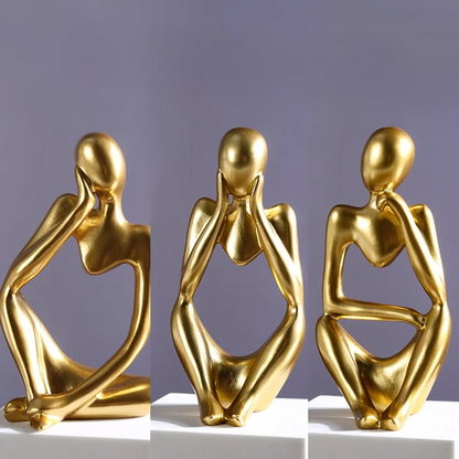Ensemble de sculptures nordiques modernes 'Le Penseur' comme décoration élégante pour le salon et le bureau