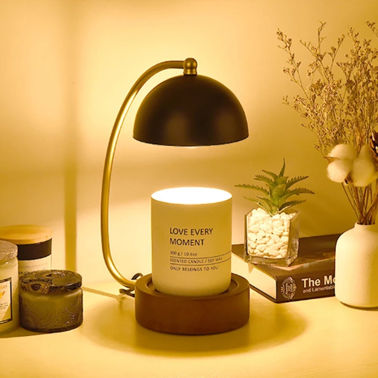 Bougeoir réchauffeur de dôme doré