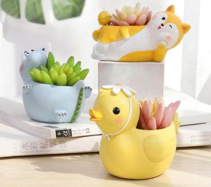 Floroux figurine animale pot de succulentes | Formes d'animaux amusantes | Décoration pour la maison