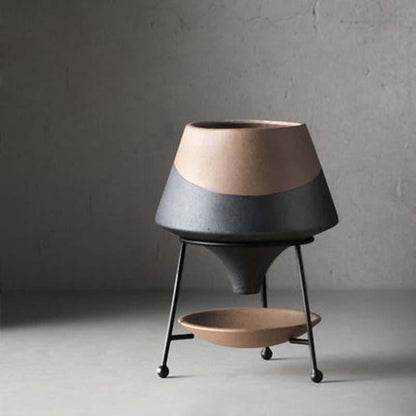 Floroux droplet-shaped plant pot with saucer | Elegant clay pot for modern decor