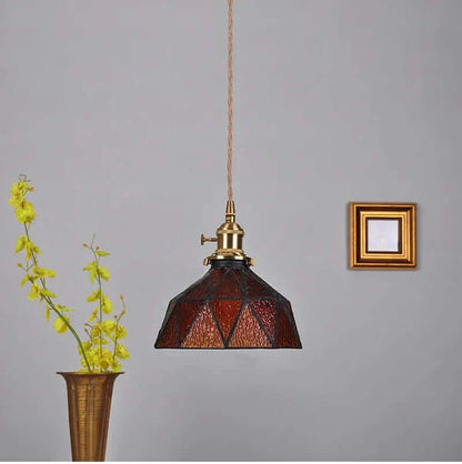 Suspension de fleurs en verre teinté classique en cuivre +