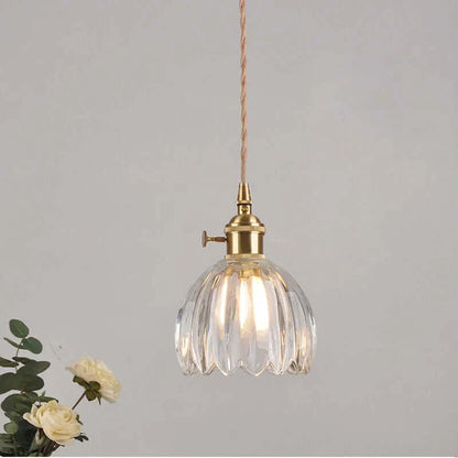 Suspension de fleurs en verre teinté classique en cuivre +
