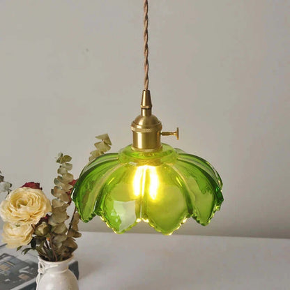Suspension de fleurs en verre teinté classique en cuivre +