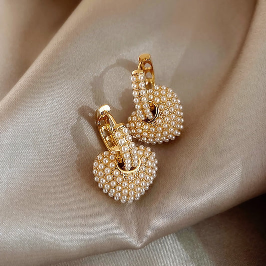 Boucles d'oreilles perles dorées élégantes pour femmes - Anne