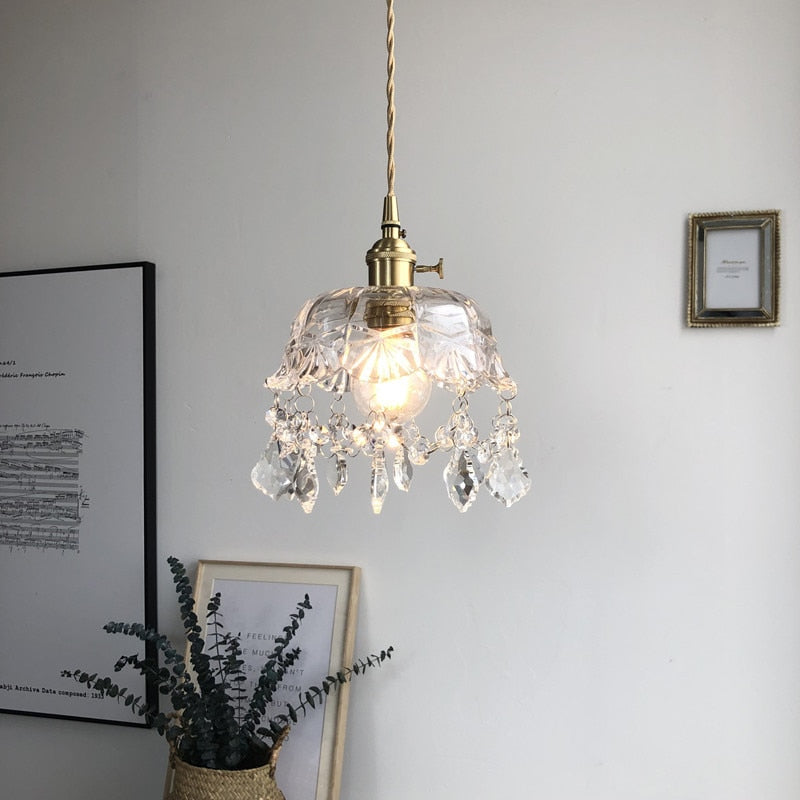 Floroux - Luminaire suspendu transparent en verre cristal
