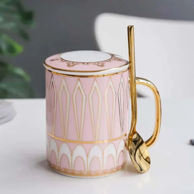 Tasse à café en céramique de luxe avec couvercle