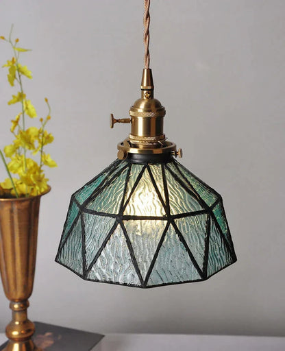 Suspension de fleurs en verre teinté classique en cuivre +