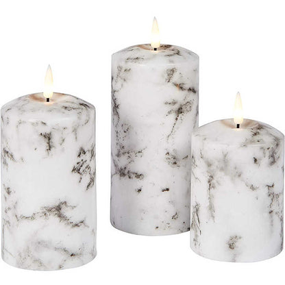 Floroux Bonbon Light | Ensembles de 3 pieds de bougeoirs en marbre LED