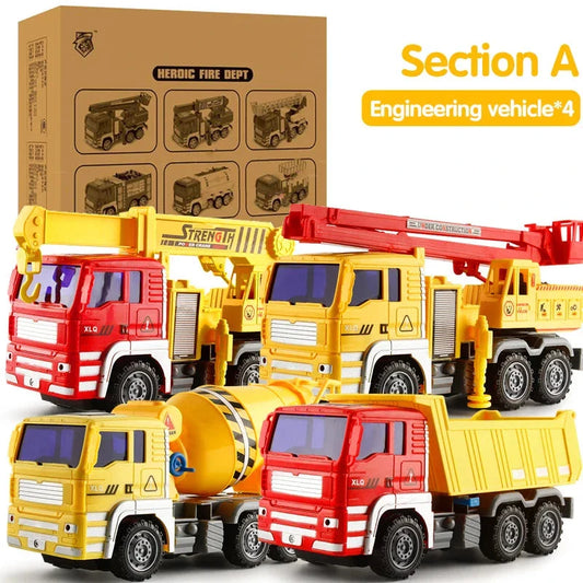 Ensemble de jouets camions de pompier et de sanitation - Voitures éducatives avec fonction de pulvérisation d'eau pour enfants