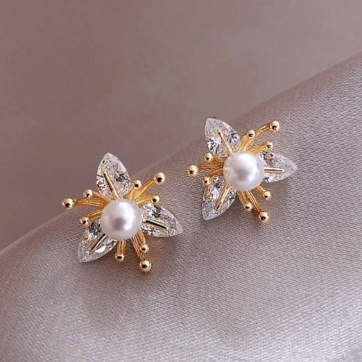 Boucles d'oreilles élégantes Leanne Fleur avec Cristal & Perle