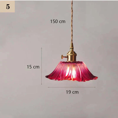Suspension de fleurs en verre teinté classique en cuivre +