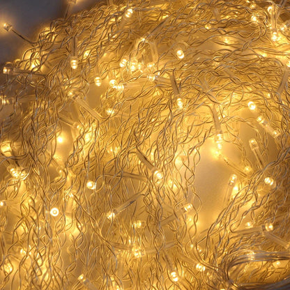 Guirlande lumineuse icône blanche chaude - Décor de rideau féerique pour fêtes de jardin en extérieur, éclairage waterproof pour Noël et Nouvel An