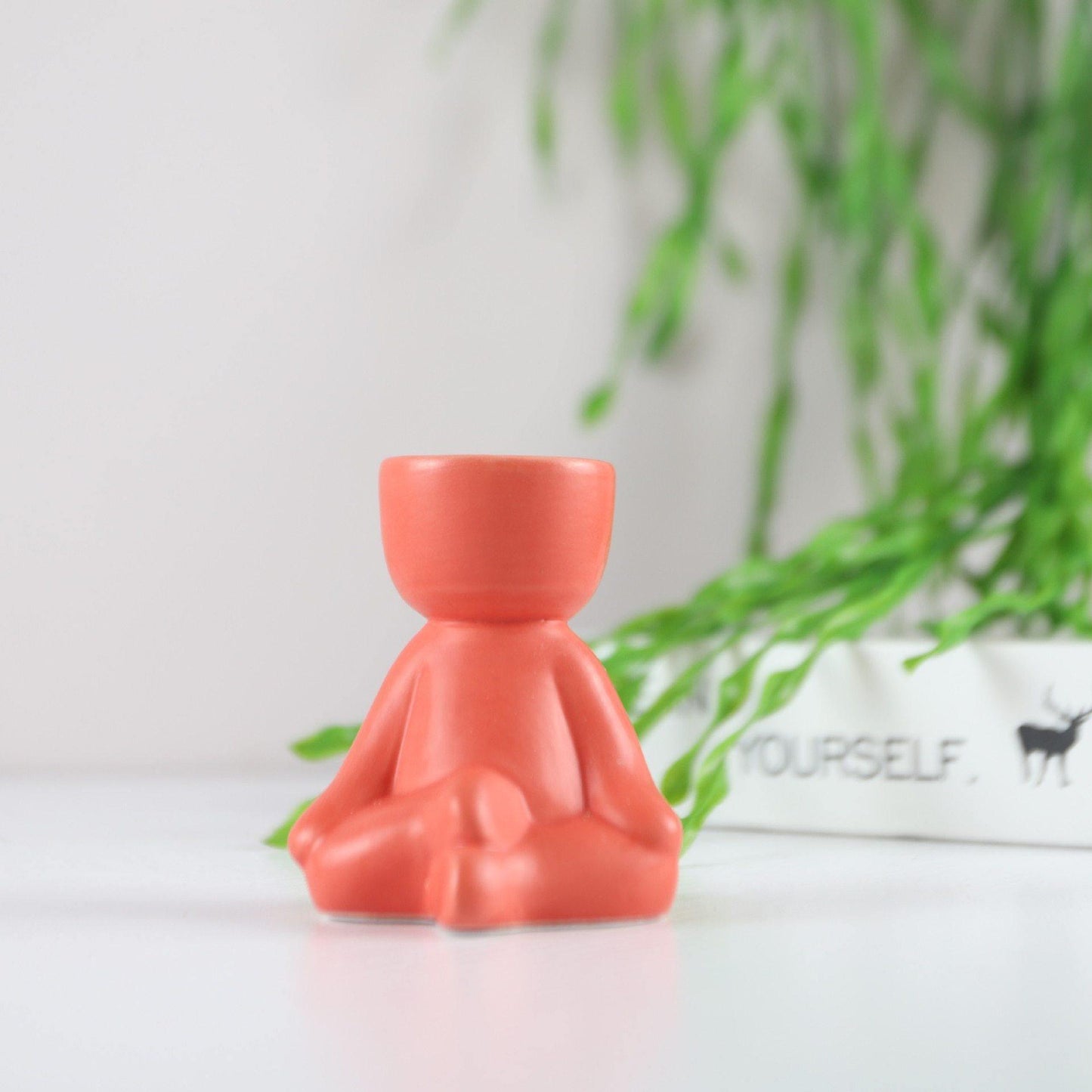 Floroux céramique pot à succulentes | Décor figurine ludique | Pot de fleurs fait main pour la maison