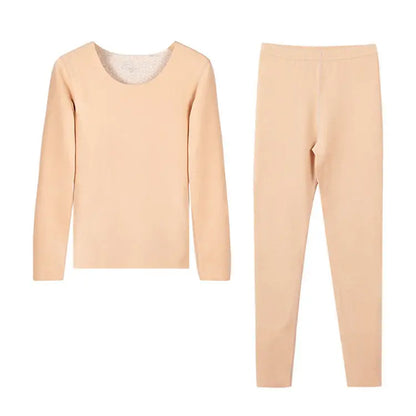 Ensemble de lingerie thermique pour femmes chaud - Sous-vêtements sans couture à double couche pour le confort et l'isolation en hiver