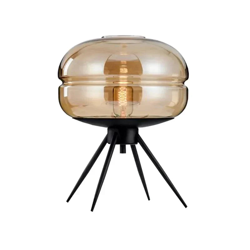 ArtisanGlow - Élégante Lampe en Verre Bleu avec Étagère