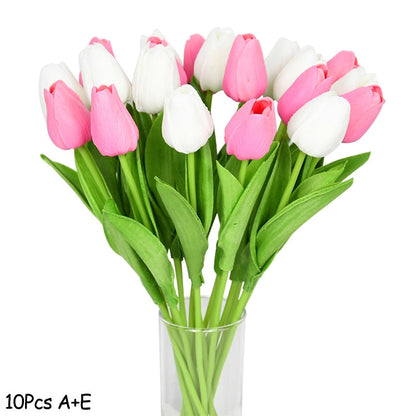 Bouquet de fleurs artificielles avec des tulipes, décoration (10 pièces)