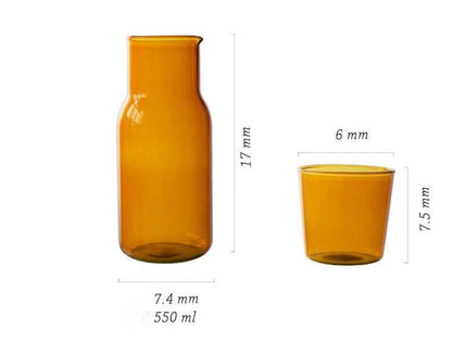 Ensemble de 2 pièces verres de nuit colorés et carafe
