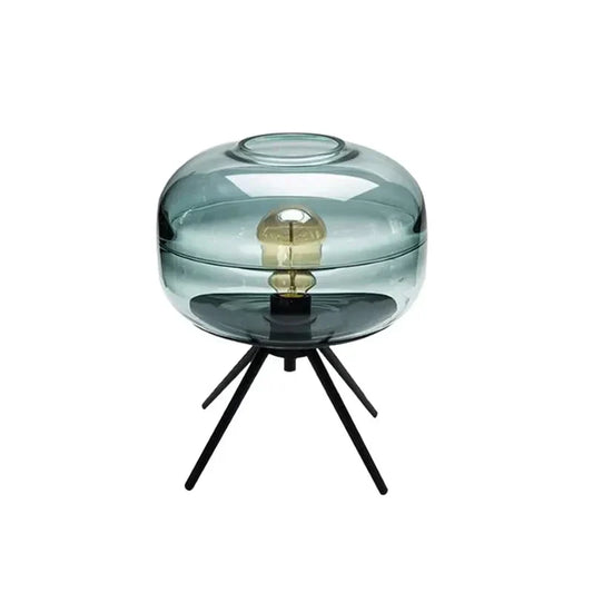 ArtisanGlow - Élégante Lampe en Verre Bleu avec Étagère