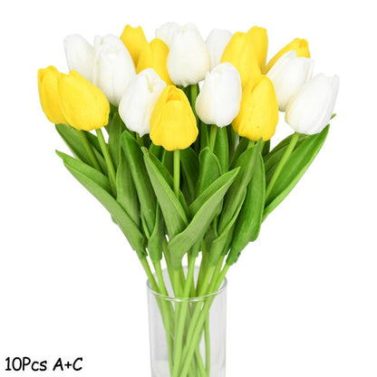 Bouquet de fleurs artificielles avec des tulipes, décoration (10 pièces)